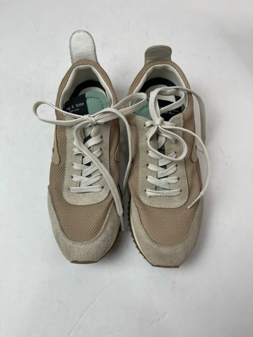 rag & bone Retro Runner Recycled Materials Tan Mesh Suede‎ Sneakers Size 36 US 6